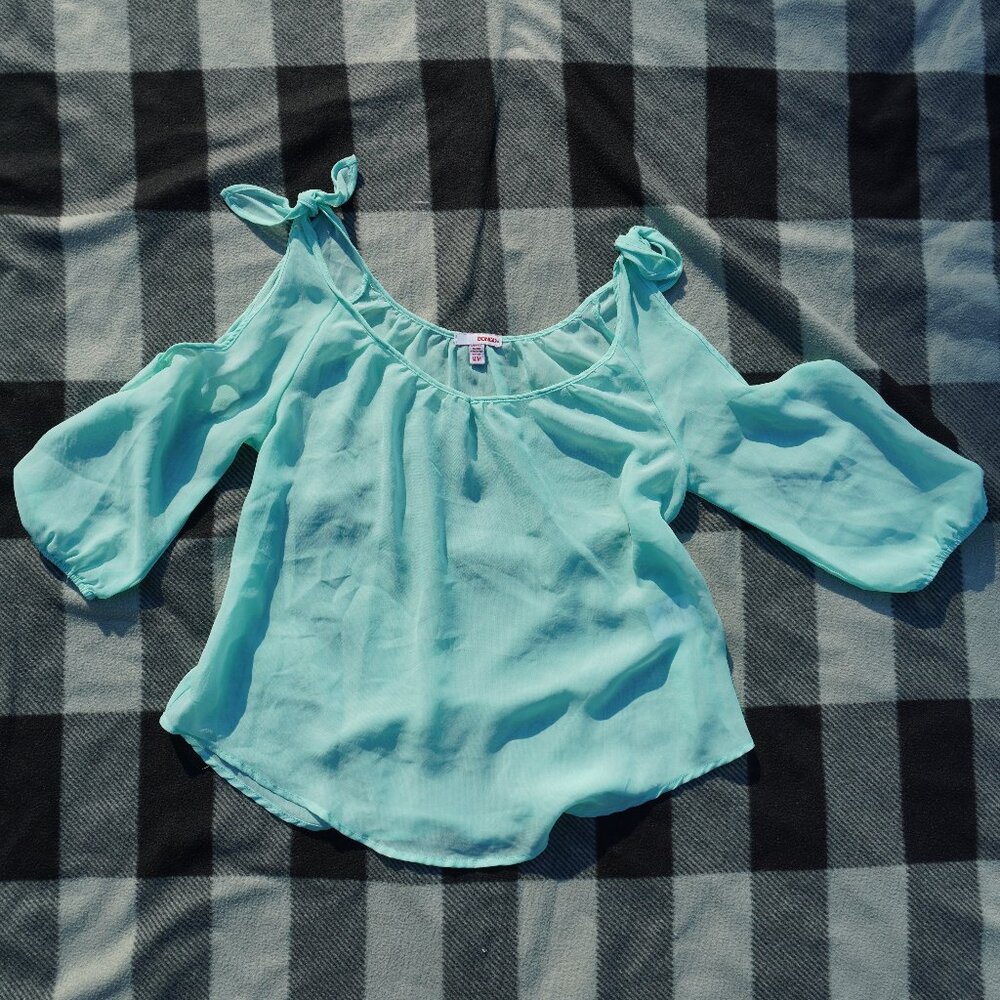 Blue Sheer Cold Shoulder BONGO top